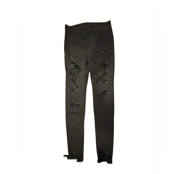 American Eagle Outfitters Denim - American Eagle Outfitters Black Hi Rise Distressed Jeans 2 Regular